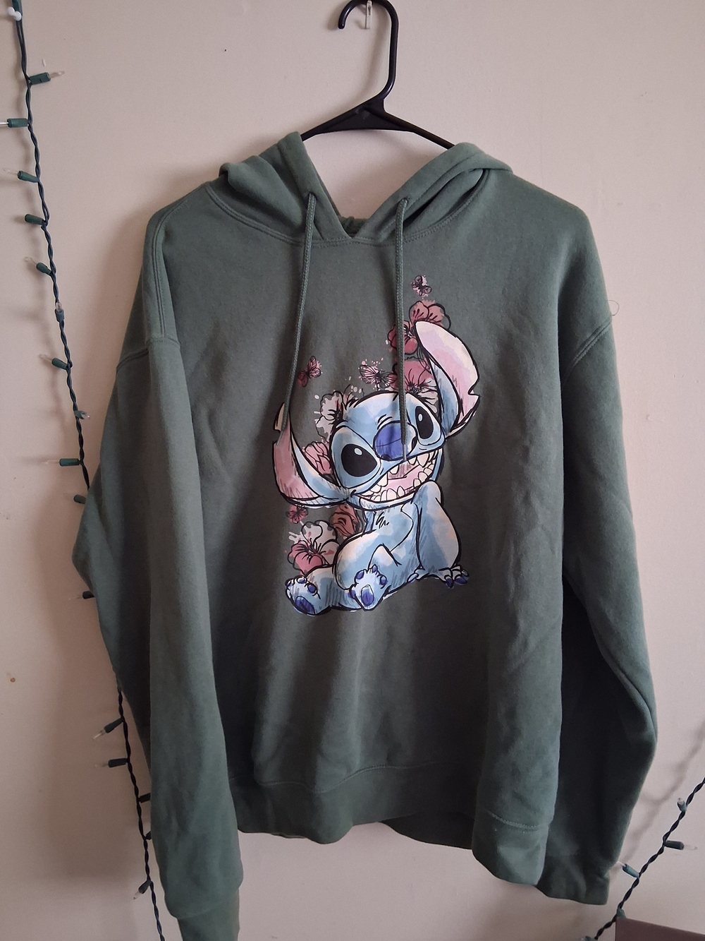 Green Hoodie with Stitch Graphic